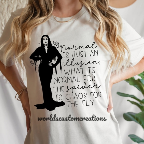 Tops - Normal is just an illusion Mortica Addams tee